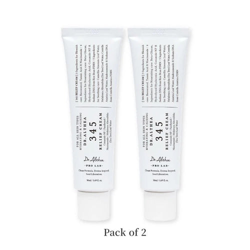 Dr.Althea 345 Relief Cream | PDRN & Hyaluronic Acid for Hydration, Blemish Care | Post-Acne Face Moisturizer with Centella & Niacinamide | Korean Vegan Skincare, 1.69 Fl Oz (Ver.2 - Pack of 2)
