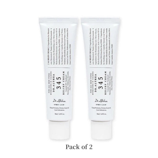 Dr.Althea 345 Relief Cream | PDRN & Hyaluronic Acid for Hydration, Blemish Care | Post-Acne Face Moisturizer with Centella & Niacinamide | Korean Vegan Skincare, 1.69 Fl Oz (Ver.2 - Pack of 2)